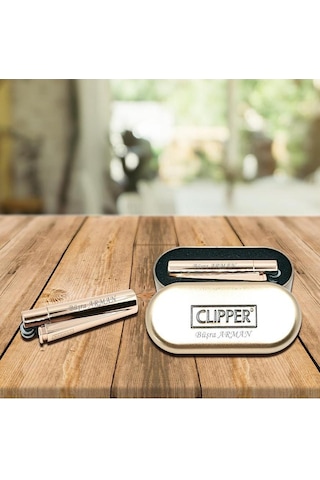 Kişiye Özel Clipper Metal Taşlı Altın Çakmak