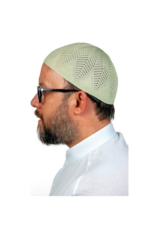 Berra Çelik Örme Dantel Namaz Takkesi F.Yeşili 1 Adet