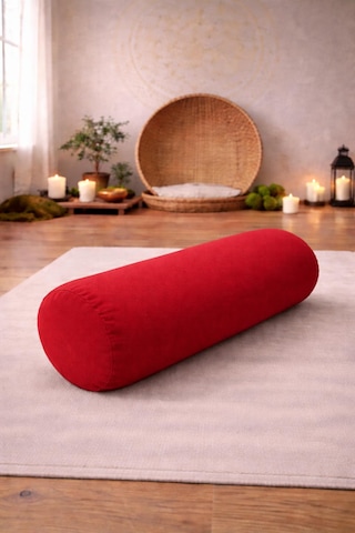 Yuvarlak Zafu Meditasyon Minderi & Bolster Minderi İkili Yoga Meditasyon Minder Seti Kırmızı