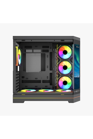 Gametech Vision V2 7x Argb Fanlı Lcd Ekranlı Oyuncu Bilgisayar Kasası Siyah