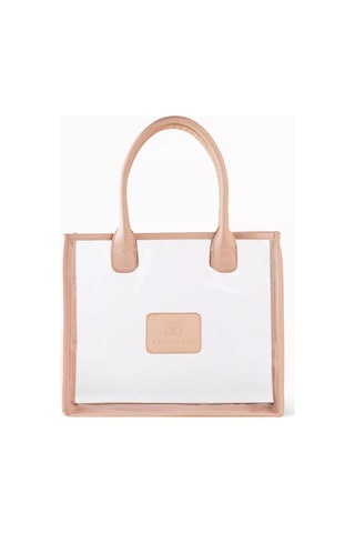 Beautifect Vegan Deri Tote Çanta Şeffaf Panelli, Şık & Seyahat Dostu