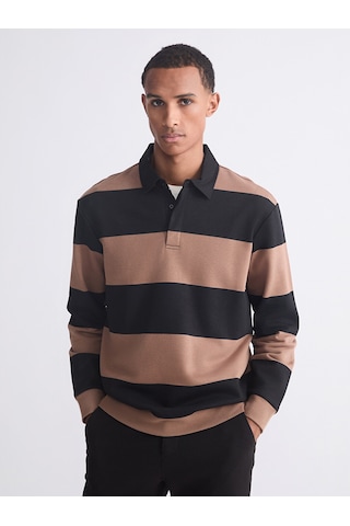 Lcw Vision Siyah Polo Yaka Erkek Sweatshirt