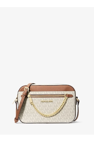 Michael Kors Jet Set Kadın Logolu Çapraz Omuz Çantası 35s1gttc9b Vanilya