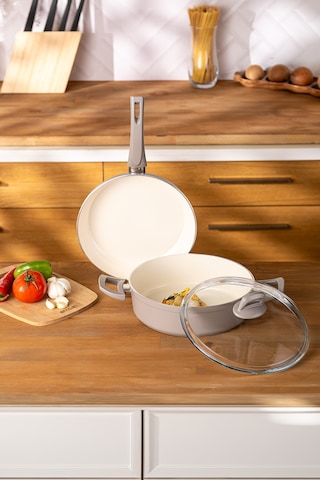 Emsan Crystal 3 Parça Tencere Tava Seti Bej Bej