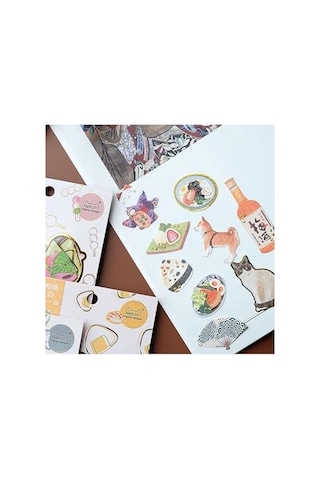 Kedilerin Dünyası Temalı 36 Adet Sticker Seti Bullet Journal