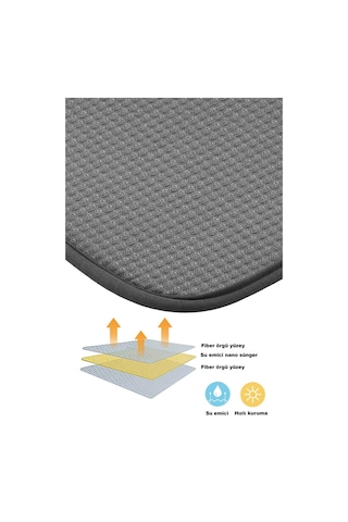 Homelka Bulaşık Kurutma Örtüsü Gri Renk Nanofiber Bulaşık Matı Ultra Emici Bulaşık Ör 769128648855