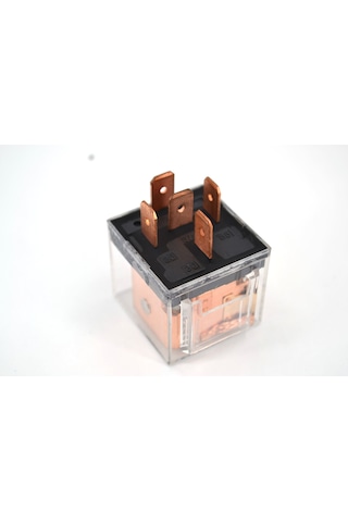 Şeffaf Mini Röle Kırmızı Ledli 12v 50/60a Çift Platin 5 Fişli Su
