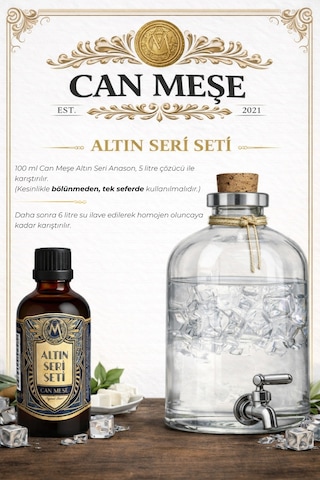 Can Meşe Tekirdağ Altın Seri Rakı Kiti Hazır Altın Seri Kiti 100 ML - 5 L için Uyumlu