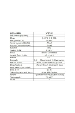 Unit Uti 730e Gelişmiş Termal Kamera