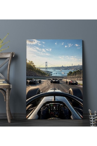 Bk Gift Formula Yarışı Ve Yarış Arabası Temalı Modern Kanvas Duvar Tablosu-1 50x70 Cm