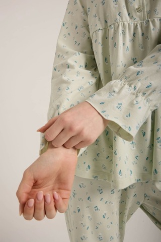 Mint Yeşili Düğmeli Pijama Takımı ÇoK Renkli Çok Renkli
