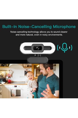 Yüzük Işığı Ve Mikrofonlu 2k Ultra Hd Web Kamerası Ve Mikrofonlu Web Kameraları Skype Facetime İçin Gelişmiş Otomatik Out, Pc Mac Laptop Masaüstü