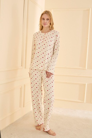 Relax Mode Kadın Bej Kaşkorse Pijama Takımı - 70809r