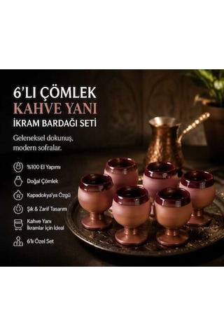 Kapadokya Çömlek Meşrubat-kahve Yanı İkram Bardağı Seti 6 'lı Kahverengi