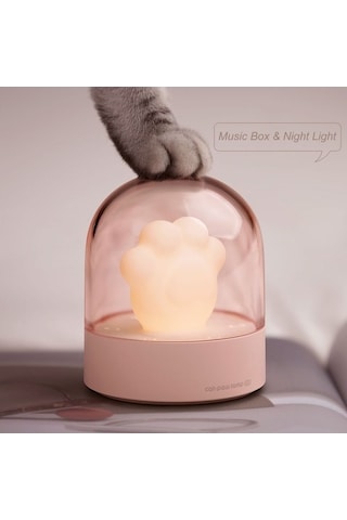 Willowhaven Kedi Pençesi Led Gece Lambası - 3 Parlaklık, Müzikli Bebek Odası Dekorasyonu Pembe, 8.8x8.8x10.5 Cm Pembe