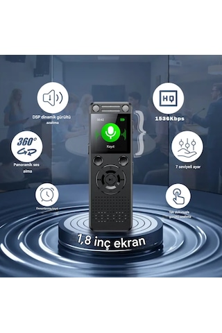 Ultratekno Hs-32 Metal Ses Kayıt Cihazı 96gb 32+64gb Çift Hoparlör, Kristal Mikrofon, 30 Saat Pil, Gürültü Azaltma, Type-c Şarj, Profesyonel Diktafon