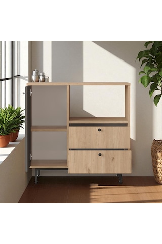 Robin Home Çok Amaçlı Dolap Mutfak Dolabı Sepet-gri Ahşap - Antrasit