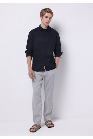 Colins Regular Fit Orta Bel Uzun Paça Erkek Keten Karışımlı Gri Pantolon Cl1074563 Q1.v2 Gra Gri