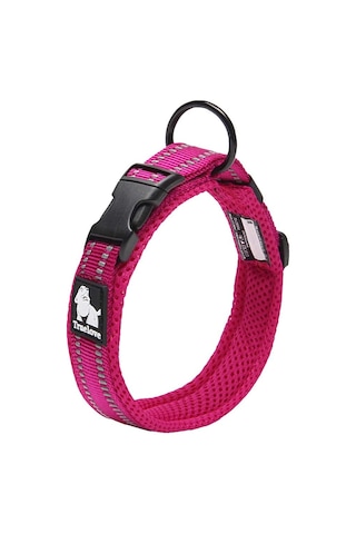 Köpek Yaka Reflektif Premium Duraflex Toka, Yüksek Dereceli Naylon Dokuma Şok Yok Temel Yaka Tlc5011 Fuşya, M Çok Renkli