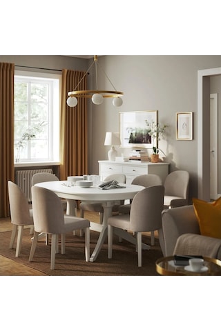 Ikea Beyaz Zarif Yemek Masası - Oval Yemek Masası