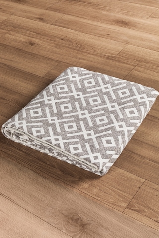İskandinav %100 Pamuk Kilim Yıkanabilir Pamuklu Dokuma Halı Dekoratif Saçaklı Bej