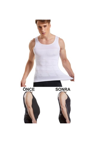 Erkek Göbek Toparlayıcı Sırt Destekleyici Beyaz Korse Atlet