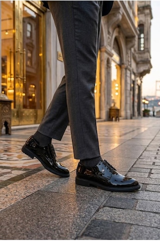 Pierre Cardin 702606 Siyah Rugan Damat Ayakkabısı Takım Ayakkabısı Erkek Klasik Ayakkabı