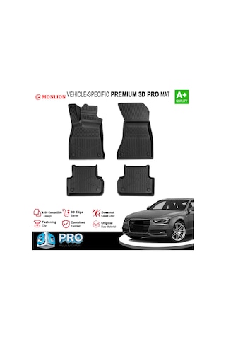 Paspasları, Audi A4 2011-2016 3d Lazer Ölçülü Kokusuz Kaymaz Önvearka