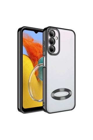 Galaxy M14 Kılıf Kamera Korumalı Logo Gösteren Zore Omega Kapak Siyah