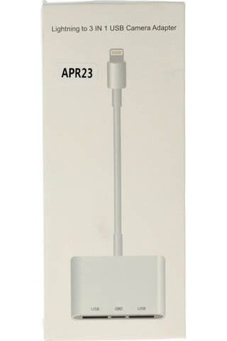 Newface Apr23 Apple Uyumlu iPhone Otg 3in1 - Beyaz Beyaz