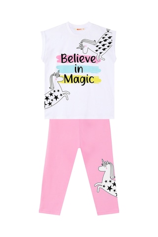Denokids Mshb&g Believe İn Magic Kız Çocuk T-shirt Tayt Takım Çok Renkli
