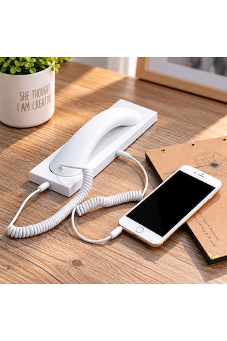 Powermaster Retro-nostaljik 3.5mm Girişli lik Beyaz Telefon Ahizesi