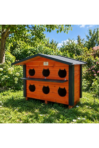 6 Yuvalı Kedi Evi Dış Ortam