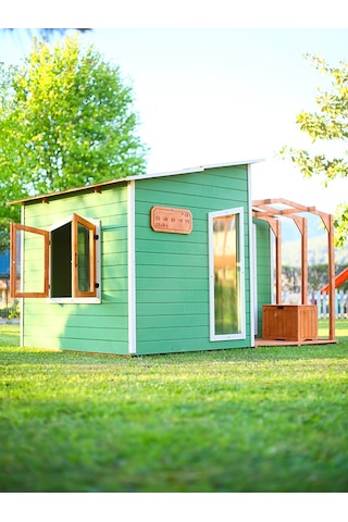 Mandu Ahşap Bahçeli Modern Playhouse Oyun Evi