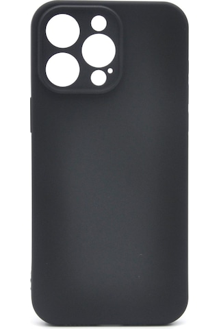 Apple Uyumlu iPhone 14 Pro Max Düz Renk Esnek Yumuşak Silikon Kılıf Rubber Siyah
