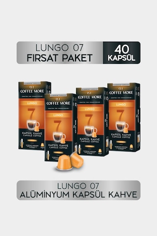 Coffee More 7 Lungo Kapsül Kahve 10 X 4 Paket 40 Adet Nespresso Uyumlu Kapsül Kahve