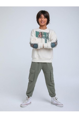Jack Lions Erkek Çocuk Fresh Dokulu İnce Şardonlu 3 İplik Sweatshirt-14257 Krem