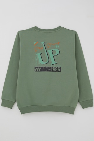 Breeze Erkek Çocuk Sweatshirt Sırt Yazı Baskı Detaylı 5-9 Yaş , Mint Yeşili