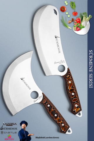 Sürmene Serisi Mutfak Bıçak Seti Ekmek Sebze Salata Börek Pizza Şef Bıçağı 2 Li Set Kahve Mft-217 Kahverengi