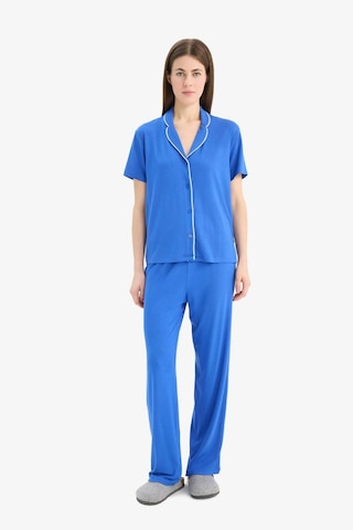 DeFacto Pijama Takımı Kısa Kollu Üst Esnek Belli Uzun Alt-Fall in Love E7622AX25SPBE46