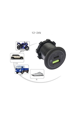 Usb Soket USB ŞARJ YUVASI Yeni Tip Type-C 12-24Volt