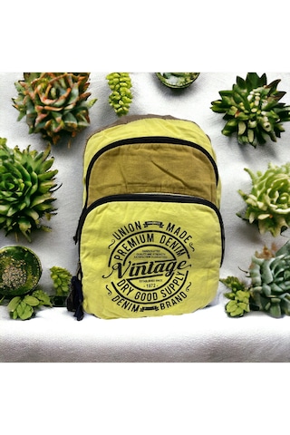 Kaliteli Vintage Disayn Sırt Gezi Çantası New Patchwork 5017 Gri - Sarı