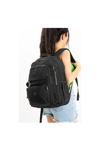 Ultra Hafif Çok Cepli Krinkıl Sırt Çantası Unisex Siyah Model: 571-3b - Siyah