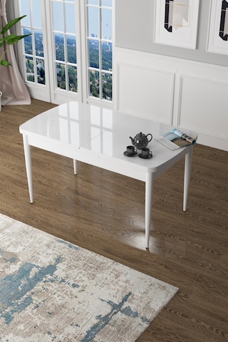 Canisa Concept Zen Serisi 80x132 Açılabilir Mdf Beyaz Mutfak Masası Beyaz
