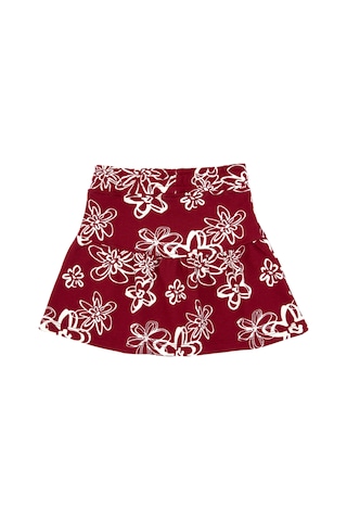 U.S. Polo Assn. Kız Çocuk Koyu Frambuaz Çiçek Desenli Örme Etek 50317971-VR104