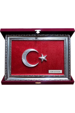 Kadife Kutulu Filografi Türk Bayrağı Tablo