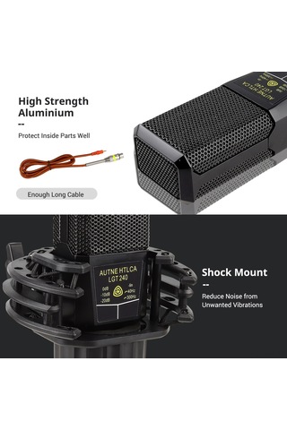 Wezone Muslady Büyük Zarf Kondenser Mikrofonu, Profesyonel Kayıt İçin Kaliteli Ses, Kablolu Ve Şok Emici İle Kartoid Kalıp