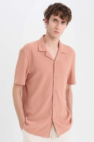 Defacto Modern Fit Polo Yaka Dokulu Penye Kısa Kollu Gömlek C4125AX25SM Kahve