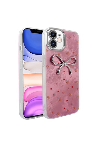 Apple Uyumlu iPhone 11 Kılıf Kamera Korumalı Figürlü Zore Ponti Silikon Kapak Açık Pembe
