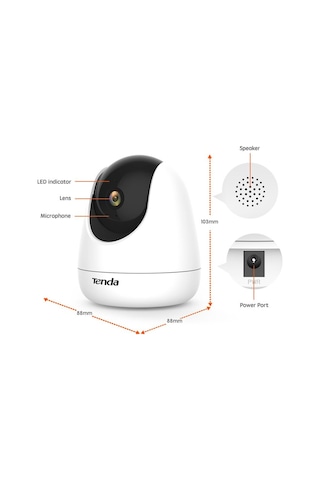 Tenda Cp6 Bebek/ev Güvenlik Kamerası, Wifi, H265, 2k Çözünürlük, 12mt Gece Görüşü, Hareket Algılama, Ses Ve Işık Alarmı, İki Yönlü Ses